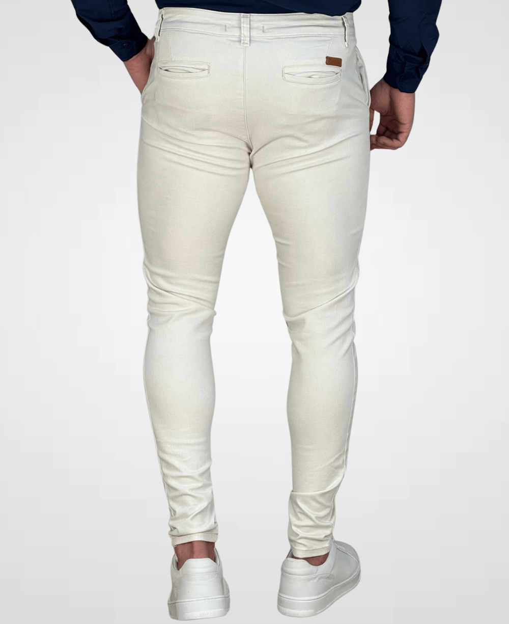 Calça Alfaiataria Creme Masculina Super Skinny - Paladho´s