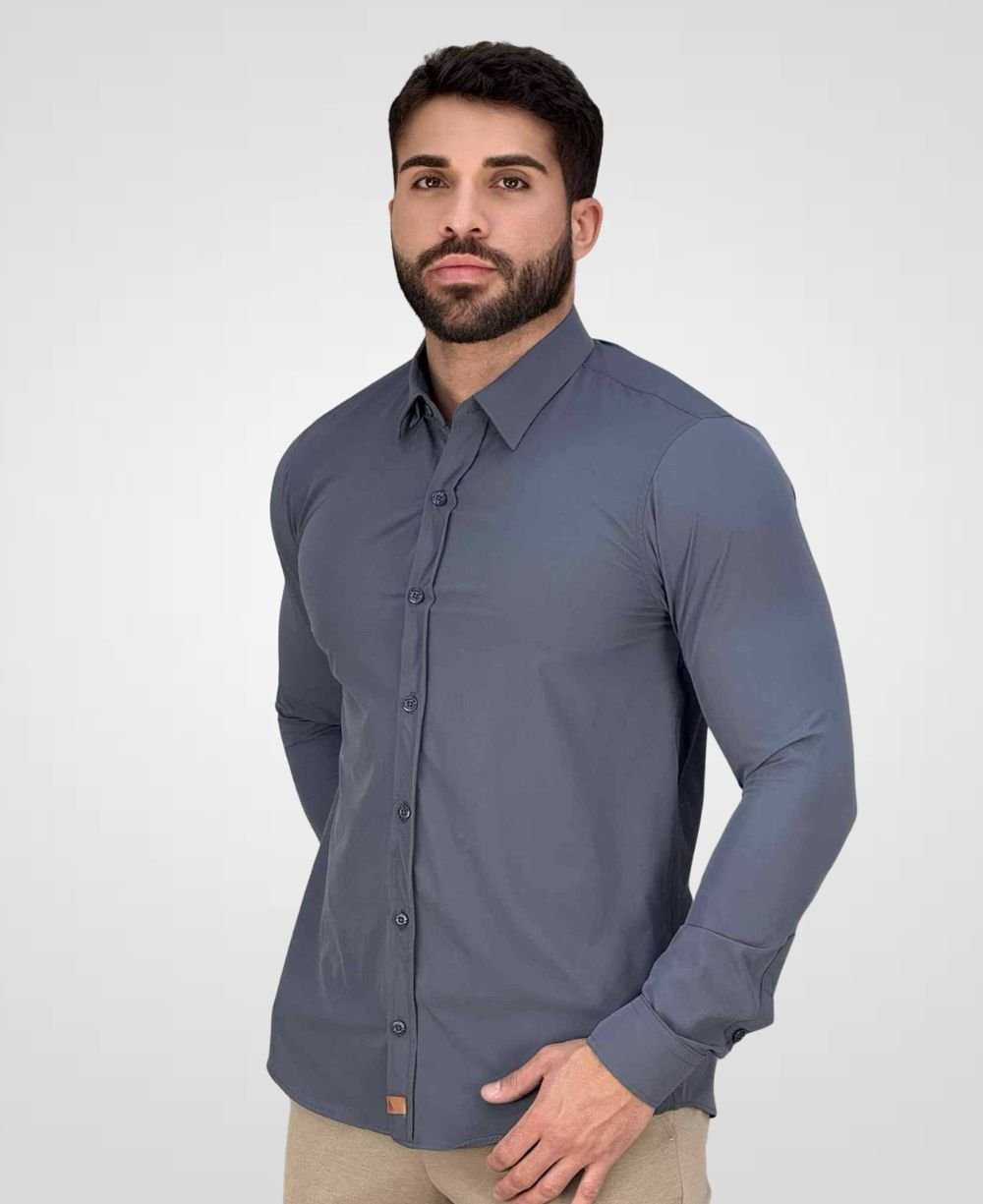 Camisa Social Cinza Tecnológica Impermeável-Paladho's