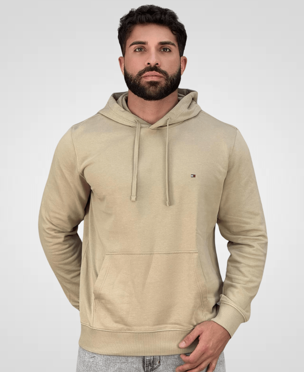 Moletom Bege Masculino Clássico Felpado - Tommy Hilfiger