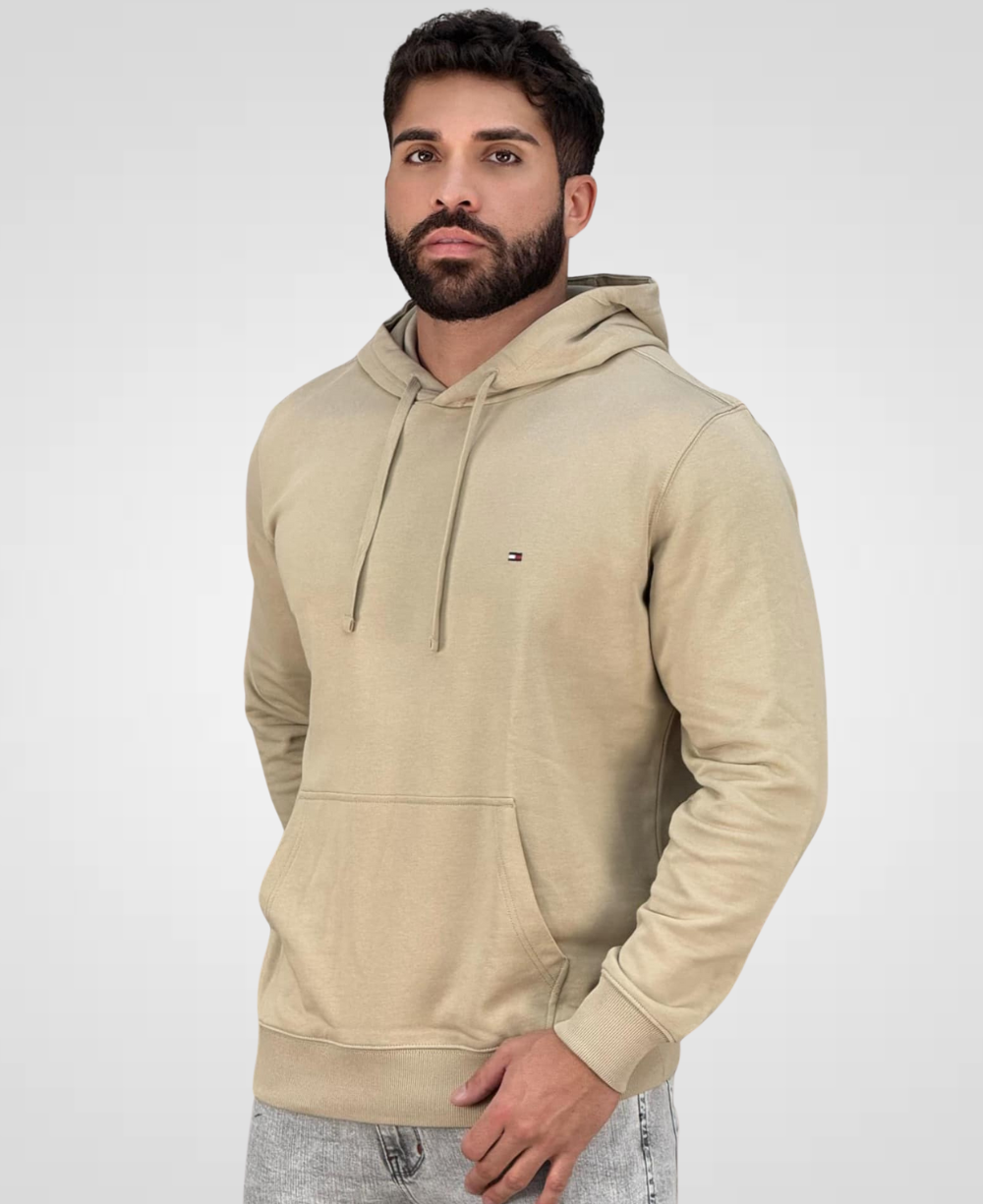 Moletom Bege Masculino Clássico Felpado - Tommy Hilfiger