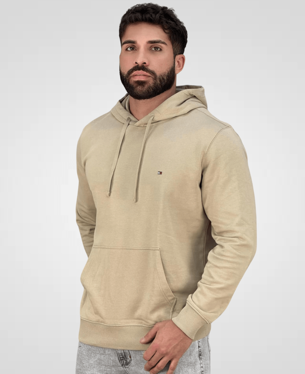 Moletom Bege Masculino Clássico Felpado - Tommy Hilfiger