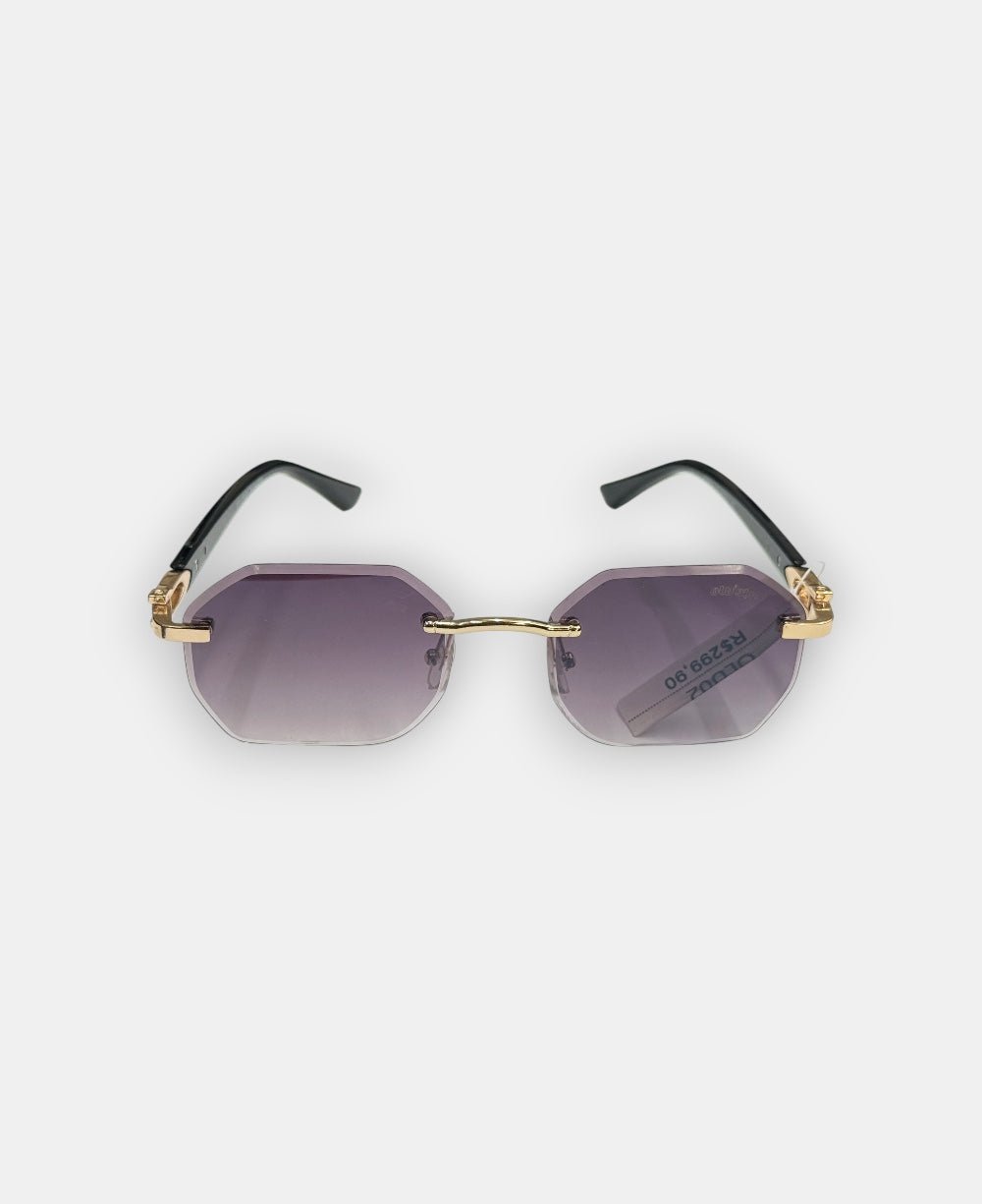 Óculos de Sol Dourado Masculino Lente Escura e Haste Preta - Olu'Olu Sunglass
