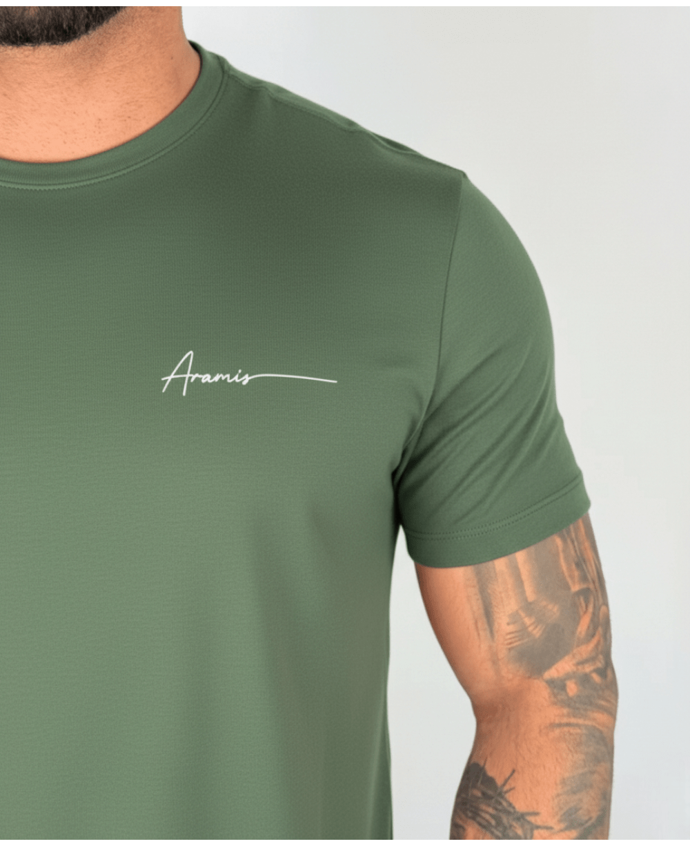 Camiseta Masculina Verde Musgo Malha Regular - Aramis