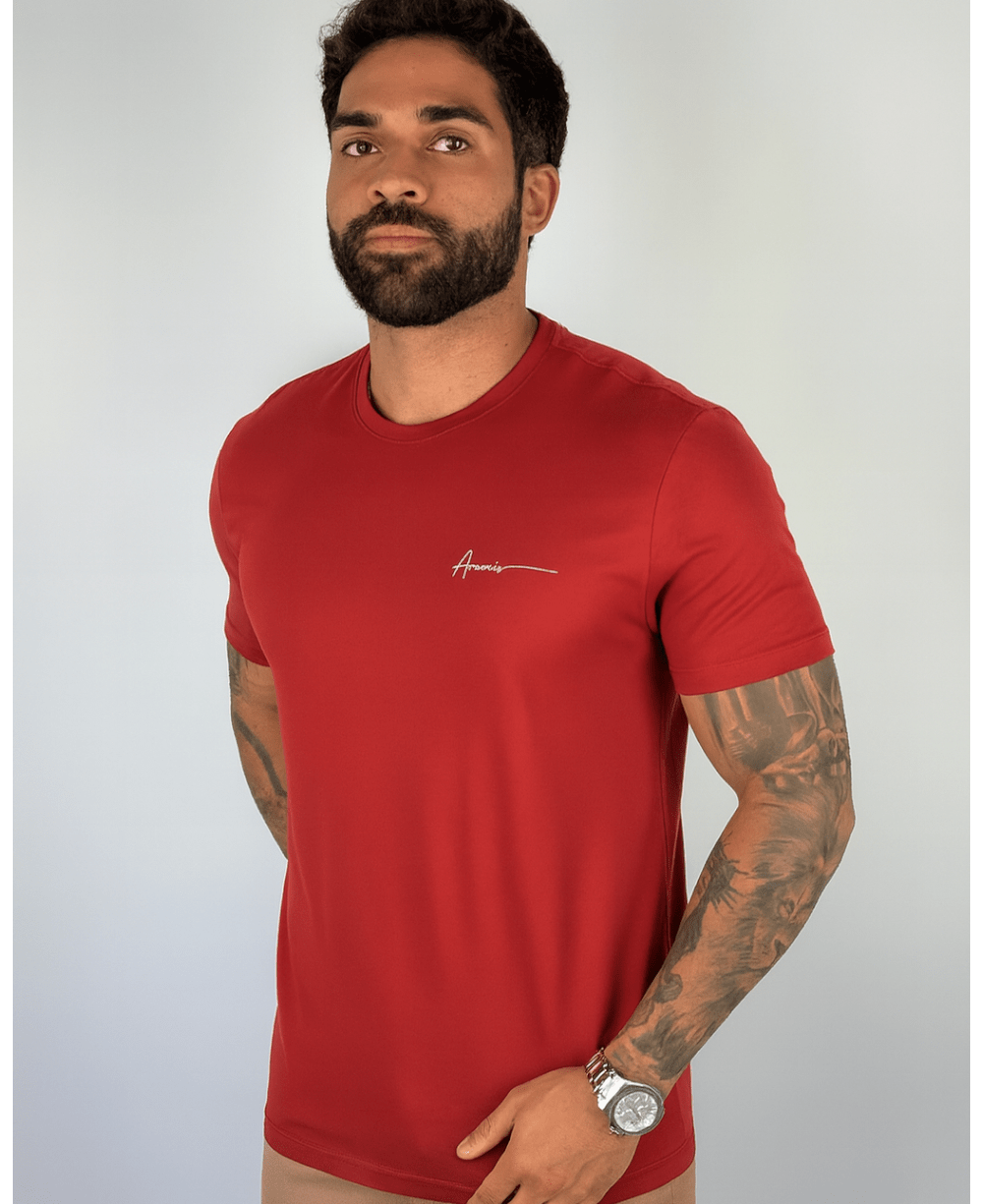 Camiseta Masculina Vermelho Malha Regular - Aramis