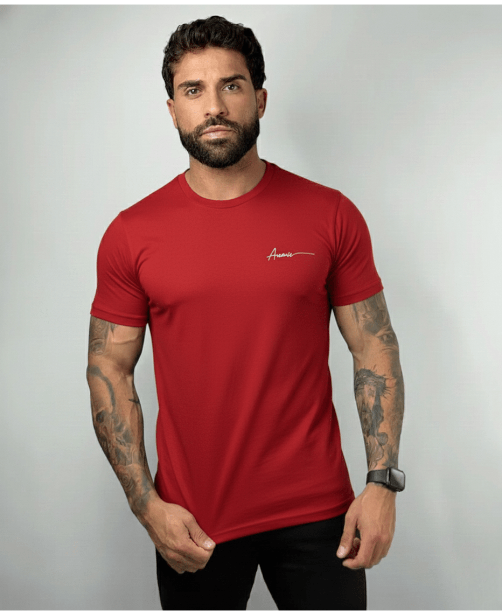 Camiseta Masculina Vermelho Malha Regular - Aramis
