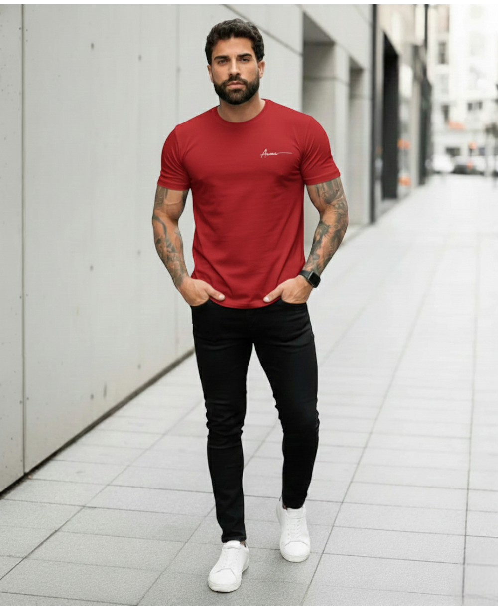 Camiseta Masculina Vermelho Malha Regular - Aramis