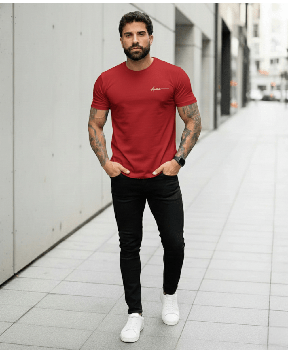 Camiseta Masculina Vermelho Malha Regular - Aramis