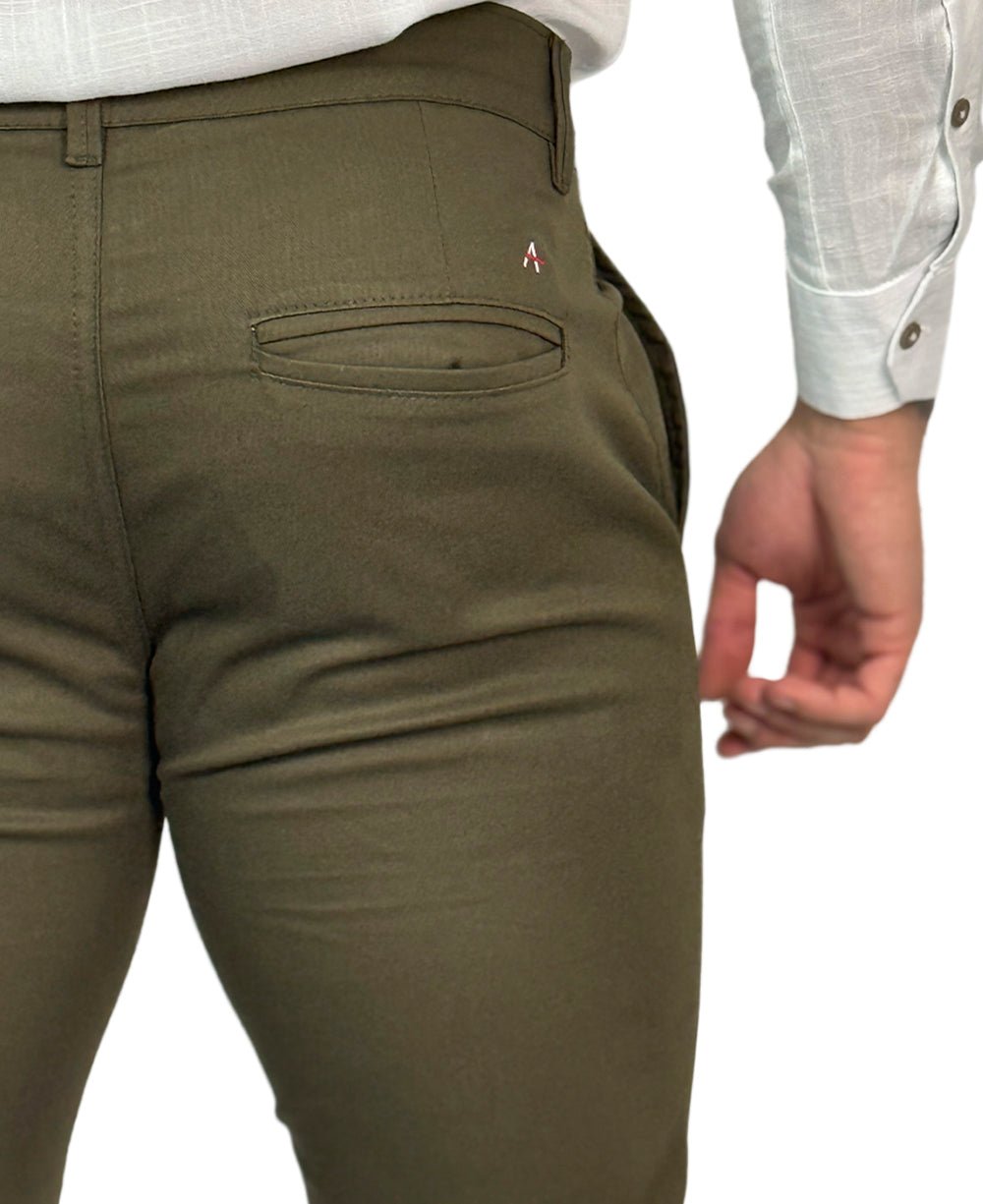 Calça Chino Verde Musgo Masculina Premium - Aramis