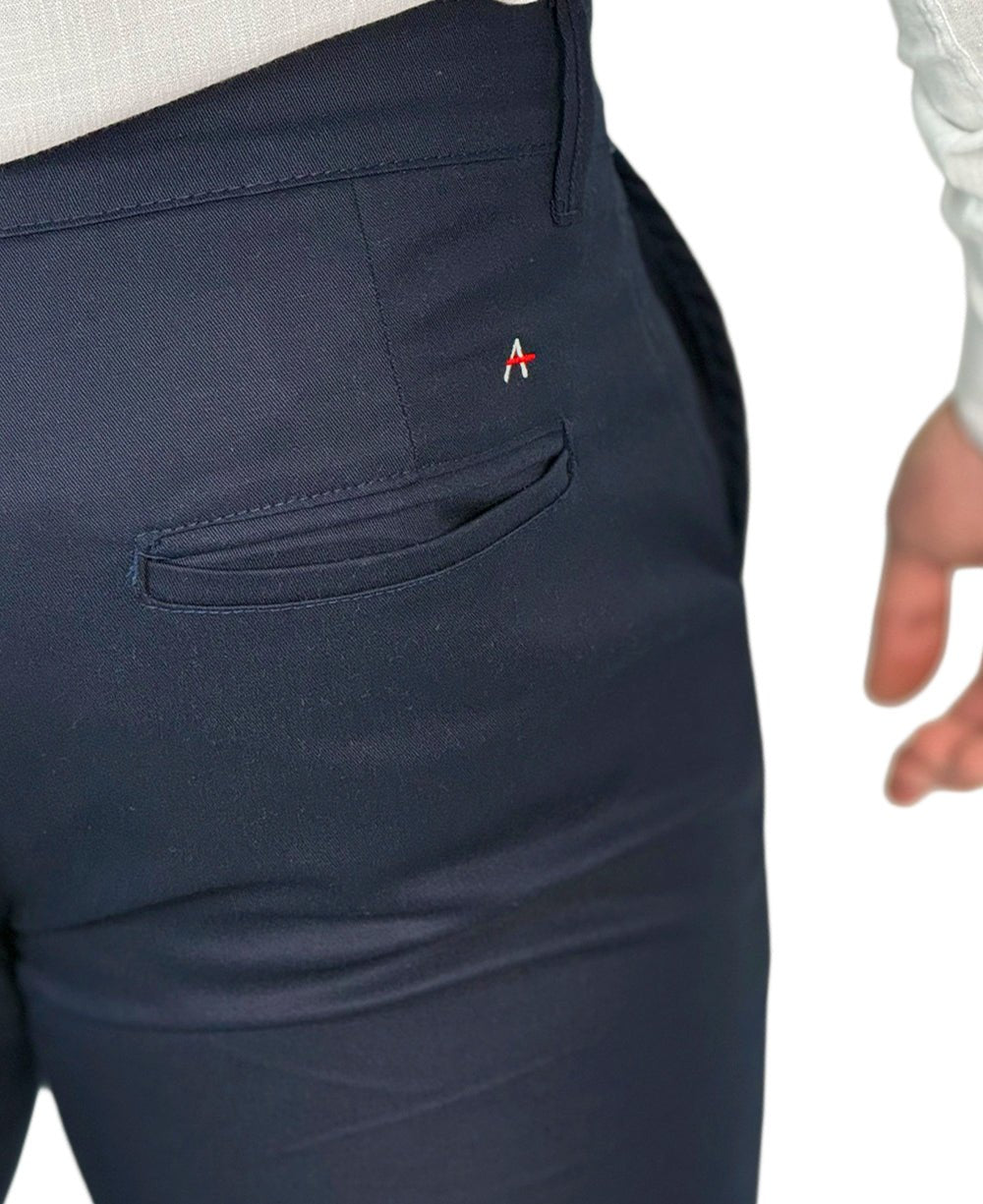 Calça Azul Marinho Masculina Chino em Sarja Premium de Algodão - Aramis