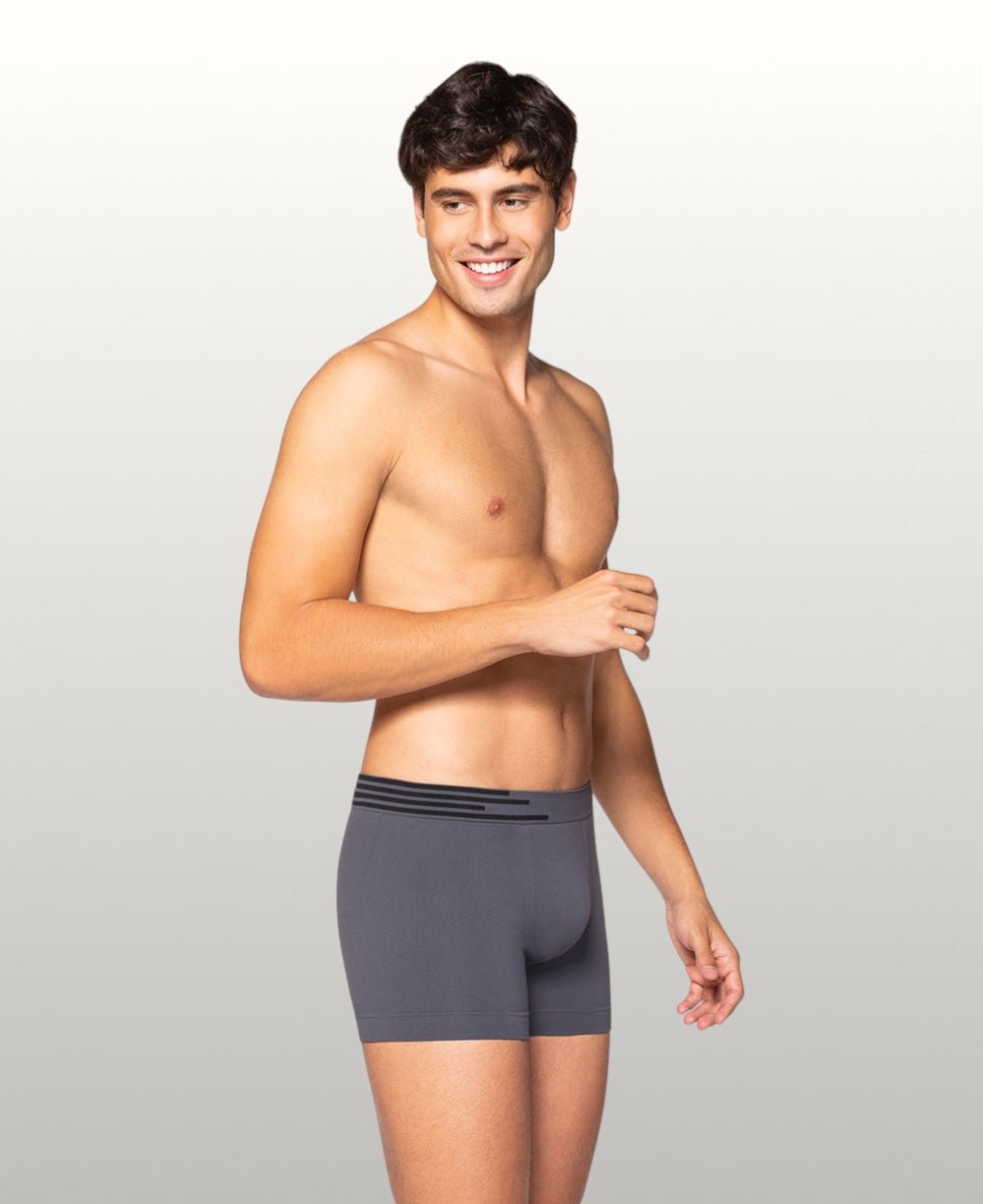 Kit 2 Cuecas Boxer Cinza e Preto Masculina Sem Costura Microfibra - Lupo