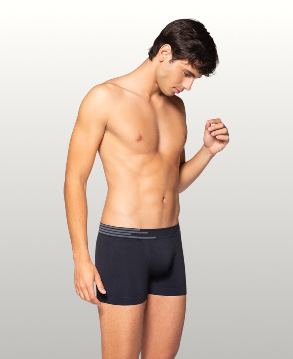 Kit 2 Cuecas Boxer Cinza e Preto Masculina Sem Costura Microfibra - Lupo