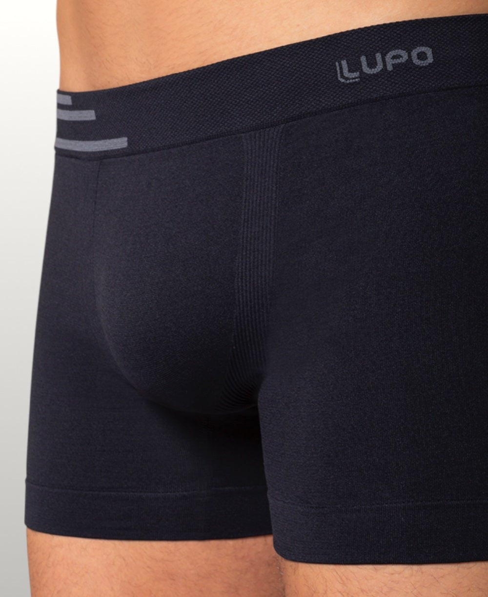 Kit 2 Cuecas Boxer Cinza e Preto Masculina Sem Costura Microfibra - Lupo