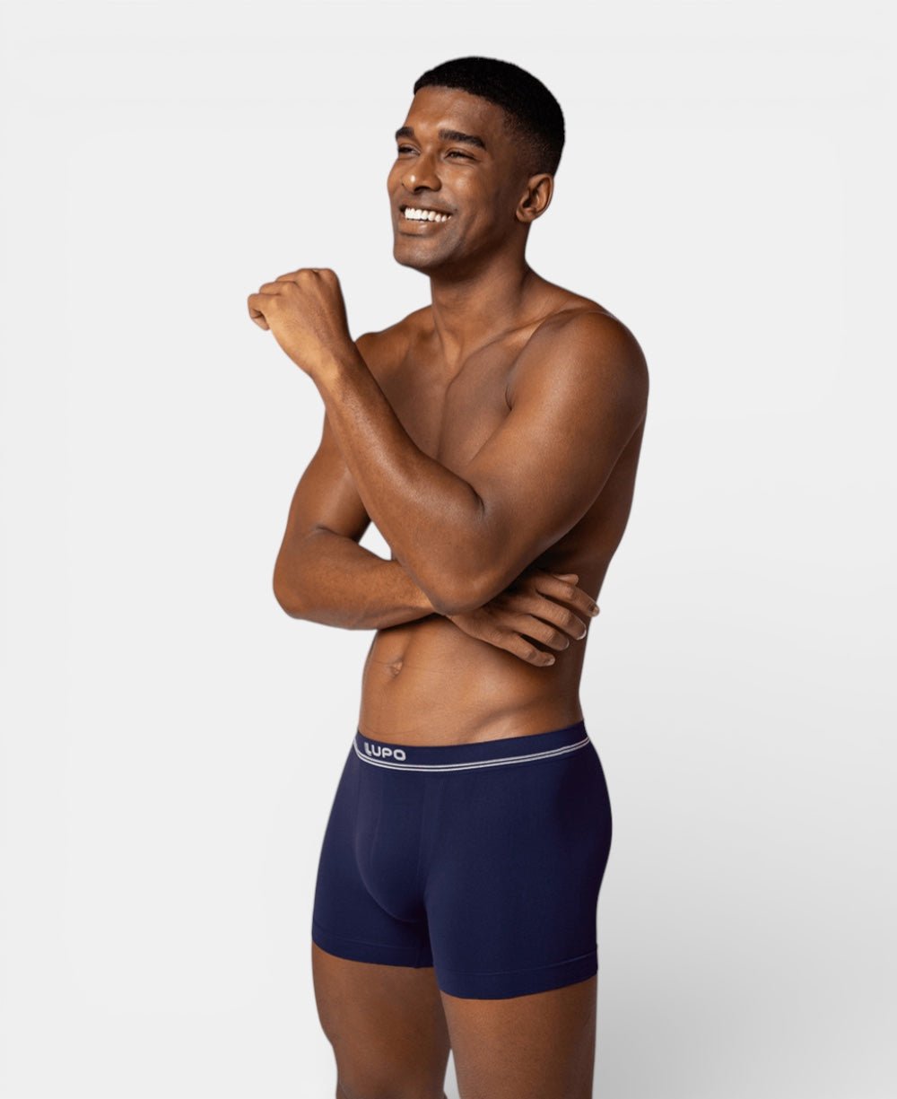 Kit 2 Cuecas Azul e Preto Masculina Boxer Microfibra - Lupo