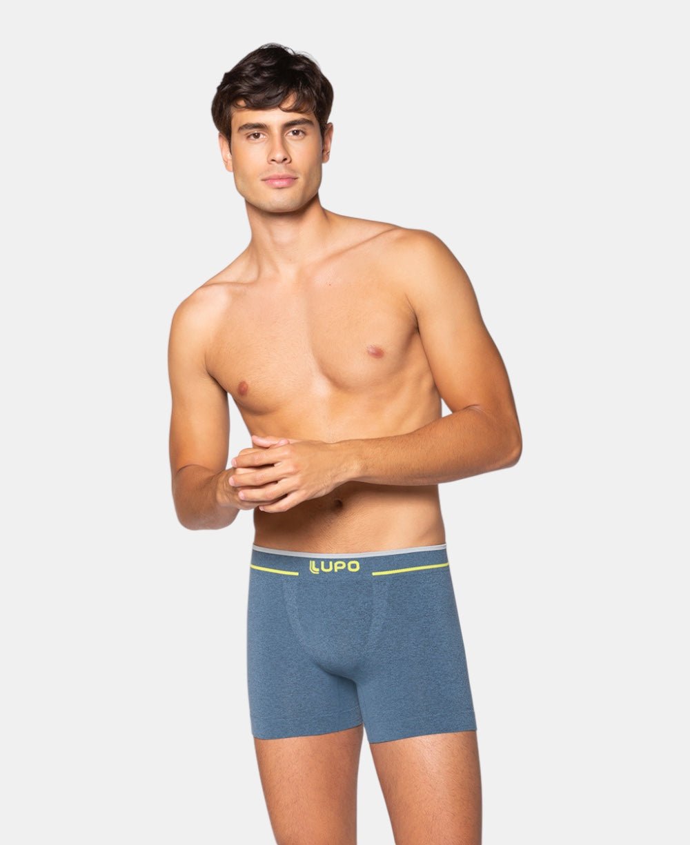 Cueca Boxer Azul Masculina Seamless Sem Costura - Lupo