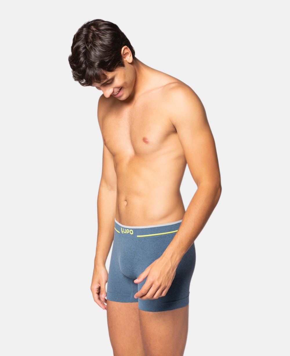 Cueca Boxer Azul Masculina Seamless Sem Costura - Lupo