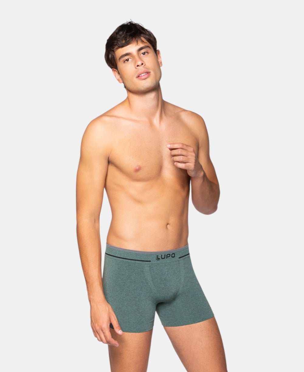 Cueca Boxer Verde Masculina Poliamida Sem Costura - Lupo