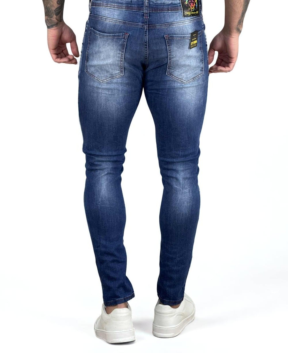 Calça Jeans Azul Mescla Masculina Super Skinny - City Denim