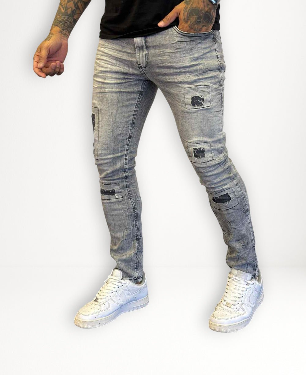 Calça Jens Cinza Mescla Patch - City Denim