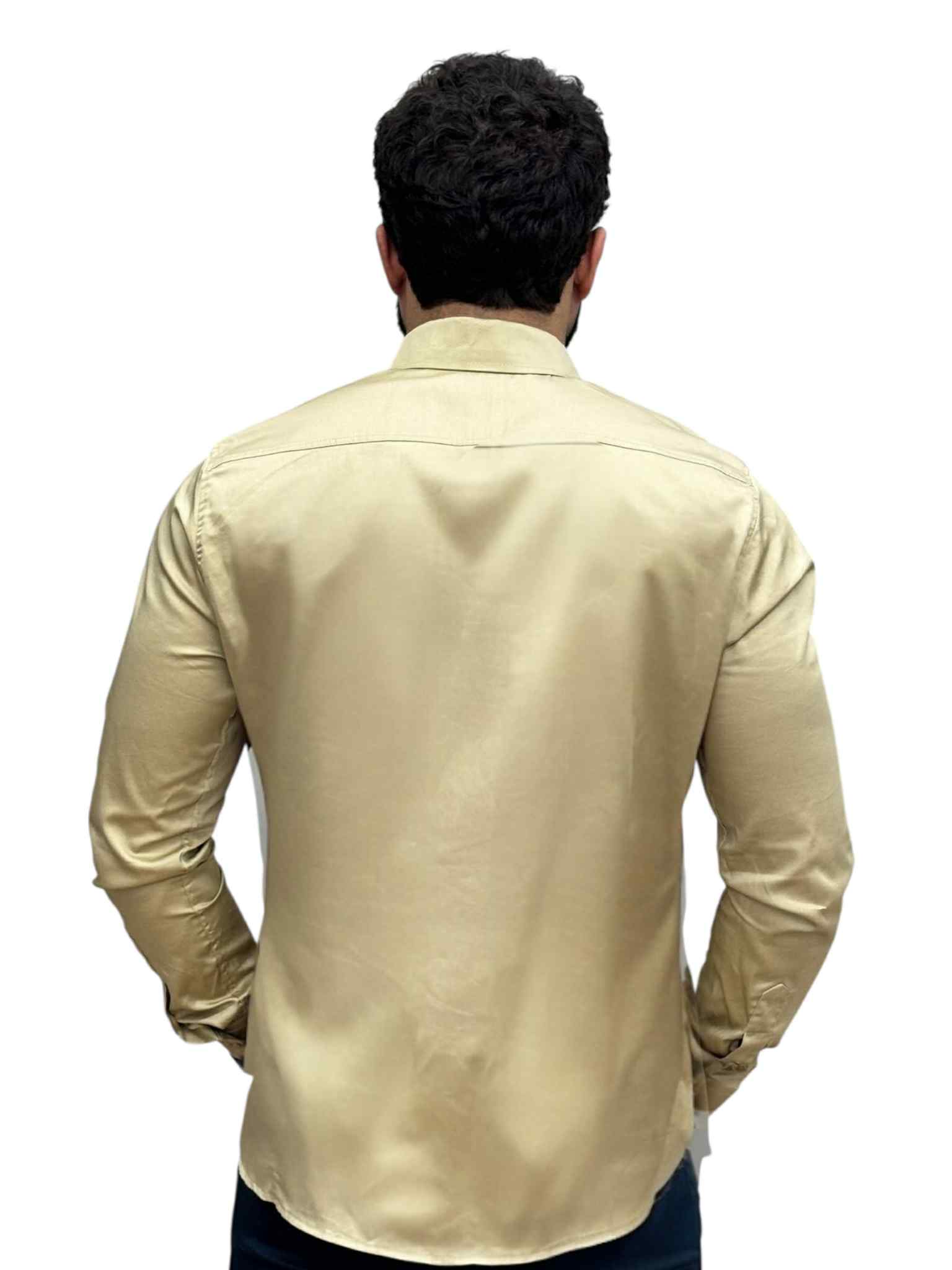 Camisa Social Manga longa Bege Slim Básica - Paladho's