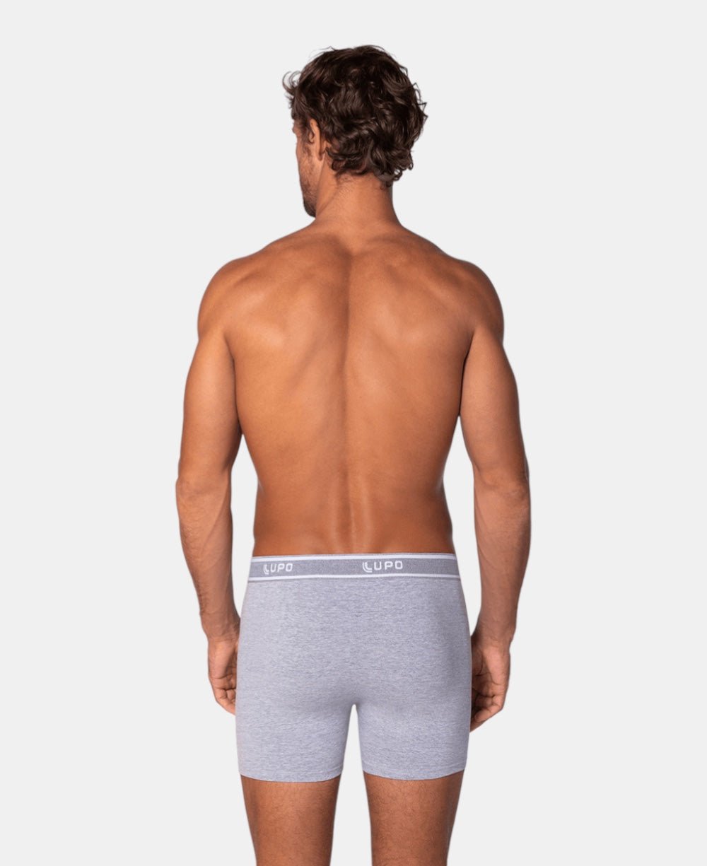 Cueca Boxer Cinza Masculina Algodão com Elastano - Lupo