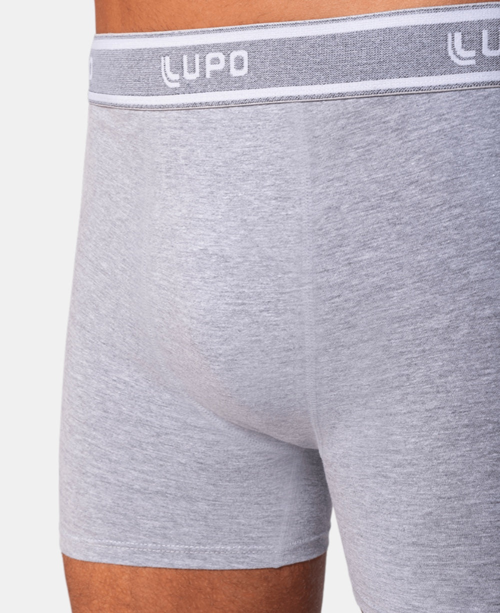 Cueca Boxer Cinza Masculina Algodão com Elastano - Lupo