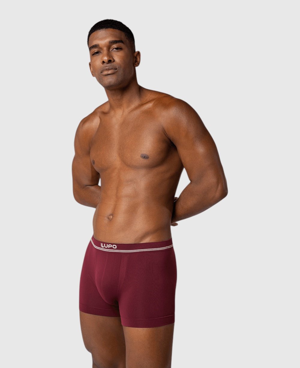 Kit 2 Cuecas Boxer Preta e Vinho Masculina Sem Costura Microfibra - Lupo