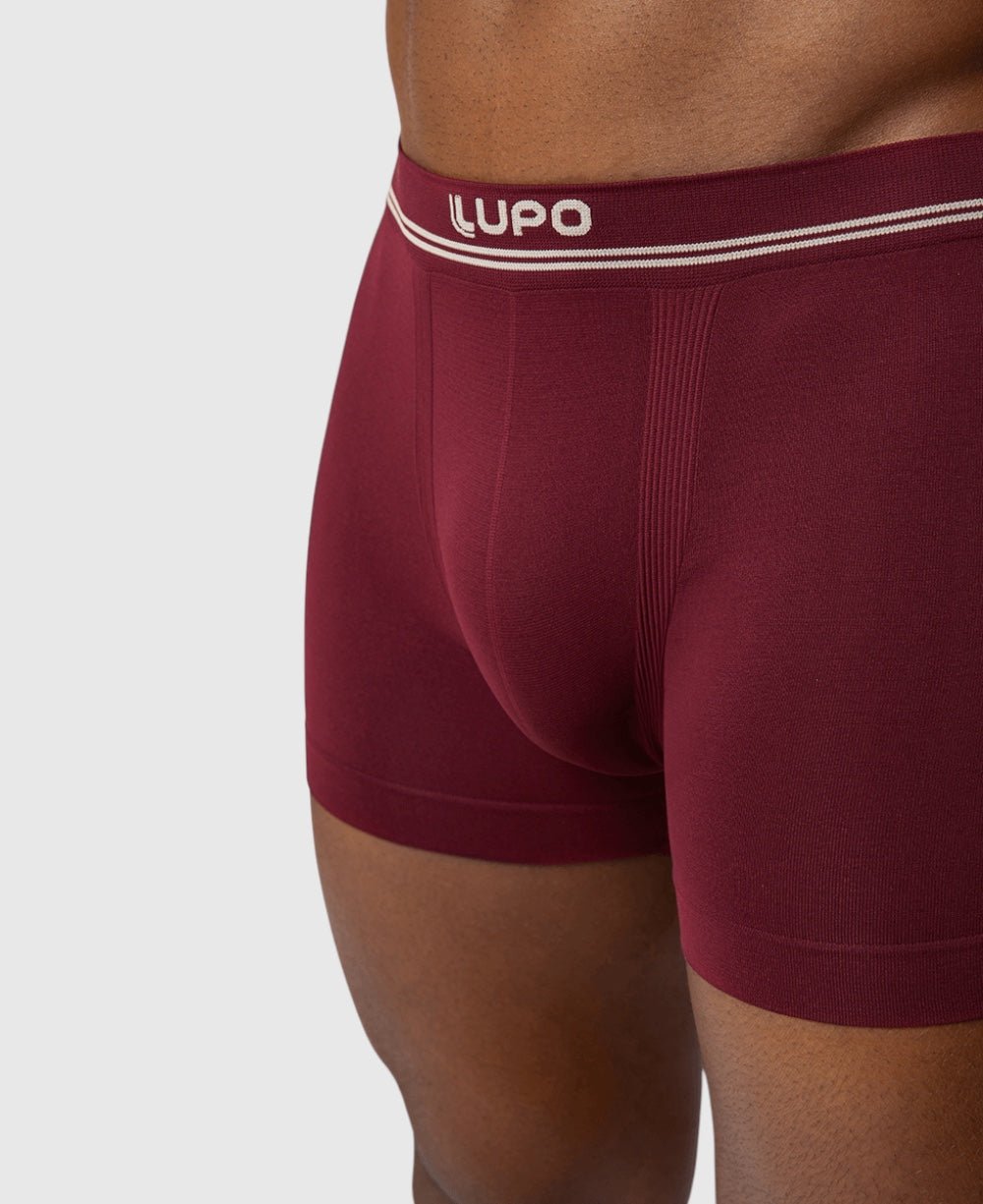 Kit 2 Cuecas Boxer Preta e Vinho Masculina Sem Costura Microfibra - Lupo