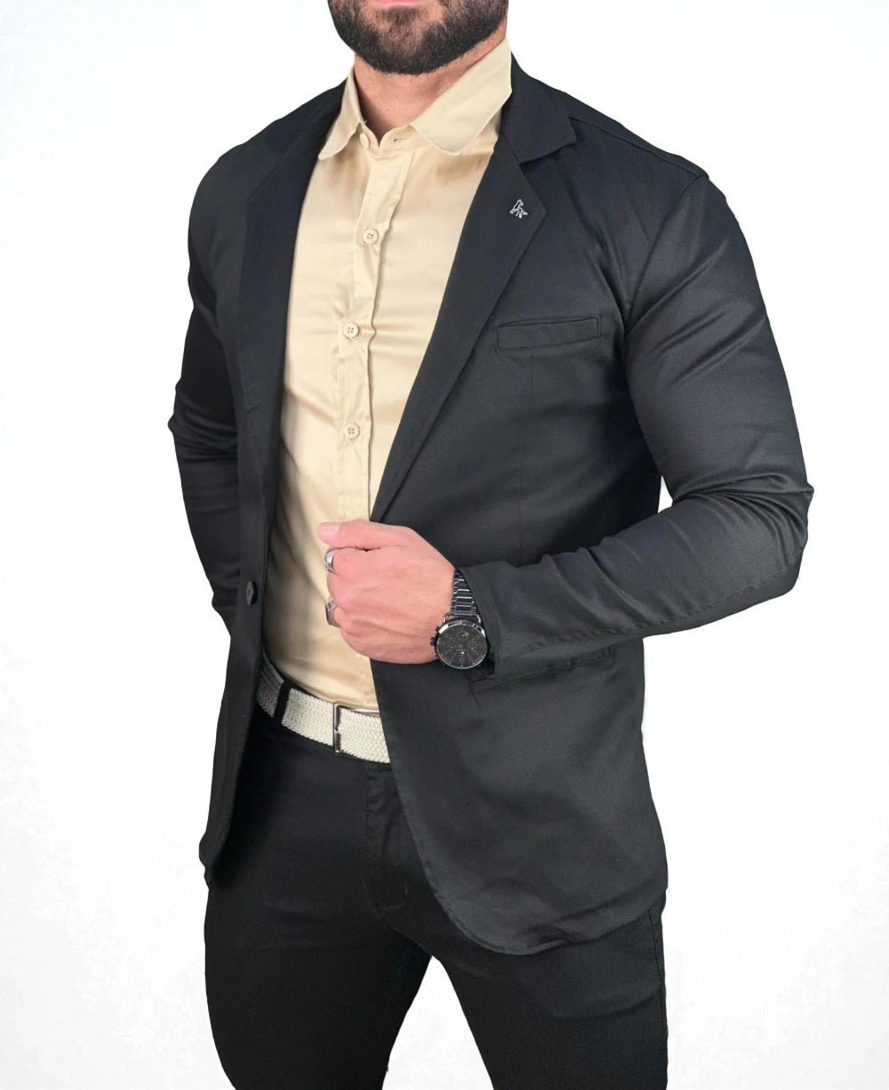 Blazer Preto Masculino Básico Acetinado - Per Pochi