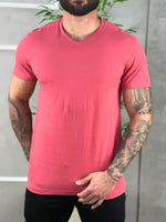 Camiseta Rosa Masculina Lisa Com Logo No Peito - Paladho's Jeans Wear