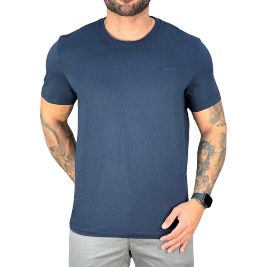 Camiseta Azul Masculina Logo Minimalista - Calvin Klein