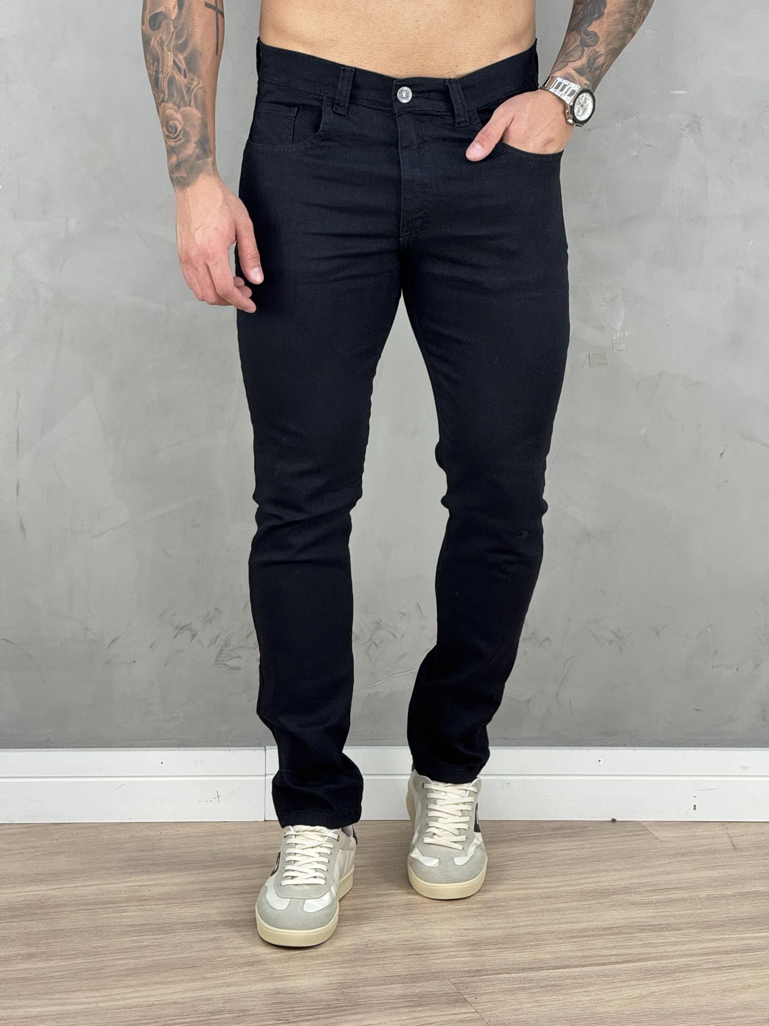 Kit 2 Calças Preta e Mescla Jeans Masculino Slim - Keep Work