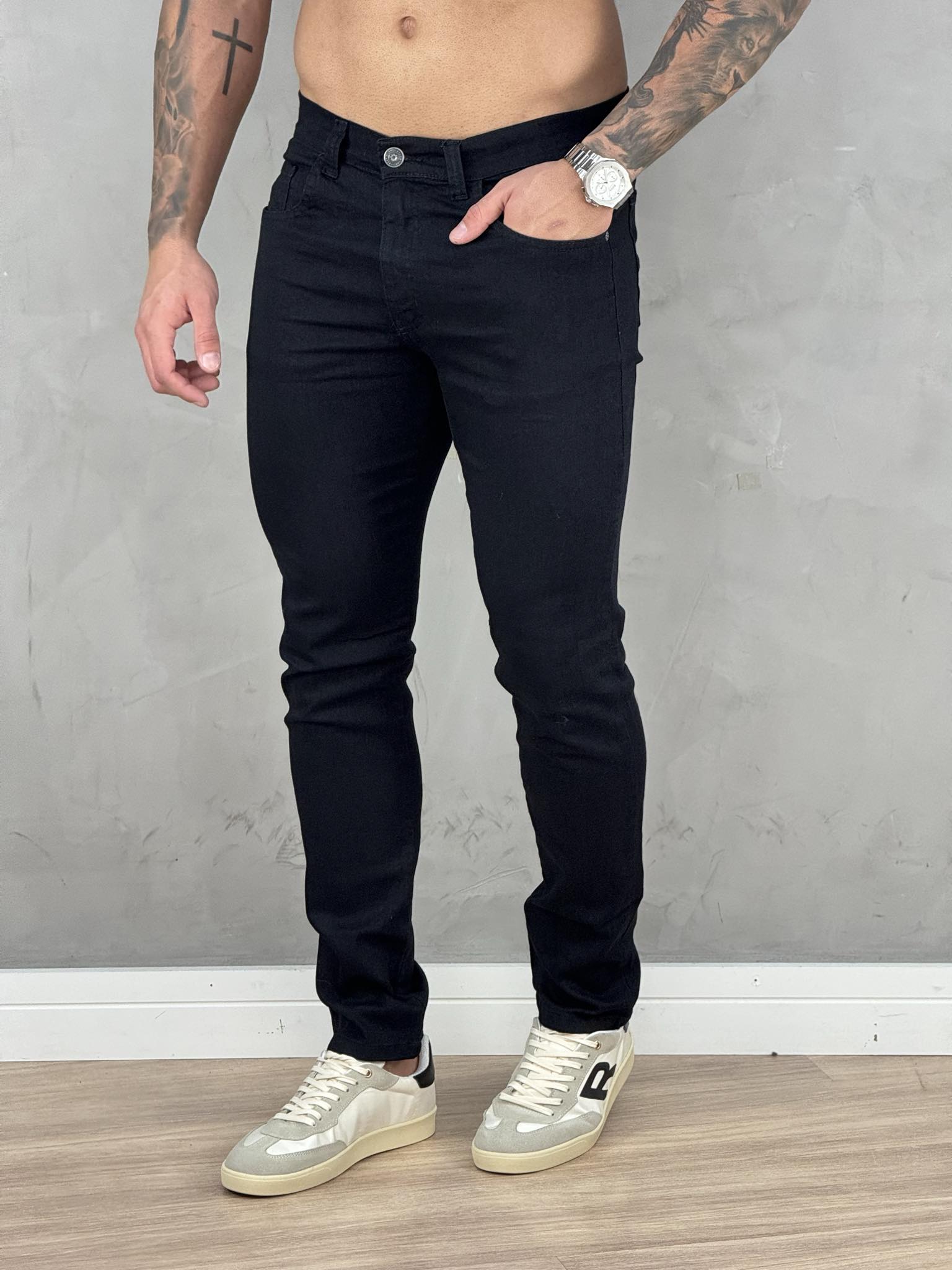 Kit 2 Calças Preta e Mescla Jeans Masculino Slim - Keep Work