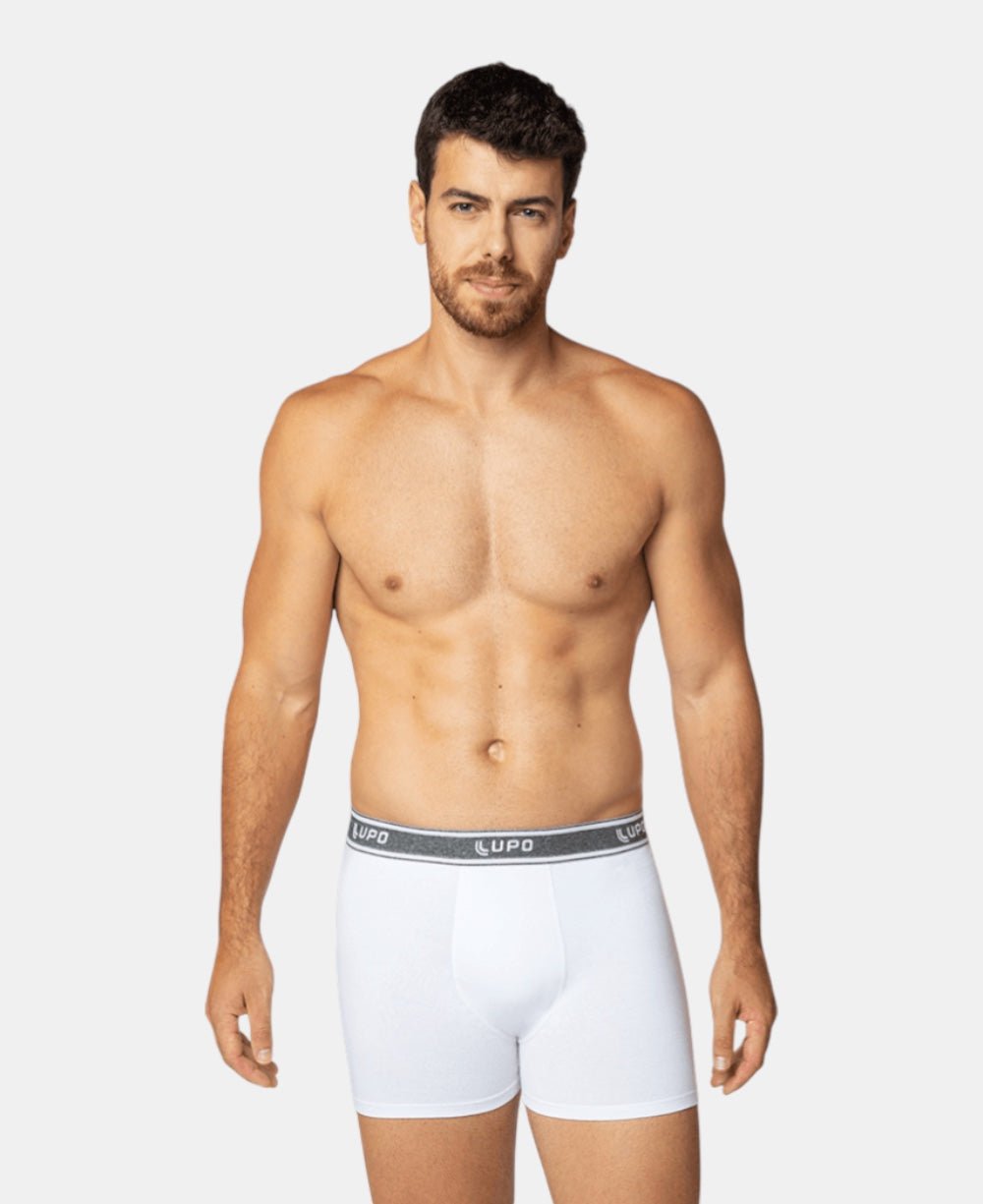Cueca Boxer Branca Masculina Algodão com Elastano - Lupo
