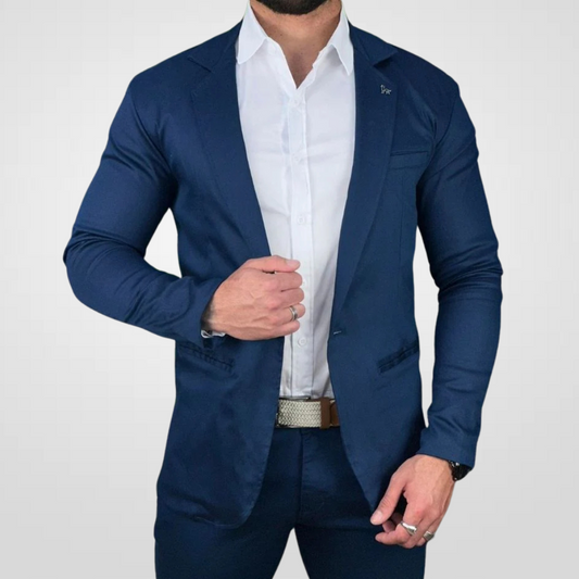 Blazer Azul Marinho Masculino Básico Acetinado - Per Pochi