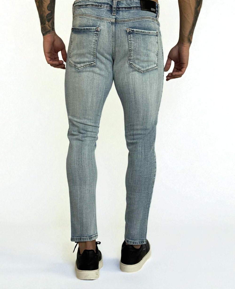 Calça Jeans Azul Lixado Masculina Skinny- City Denim