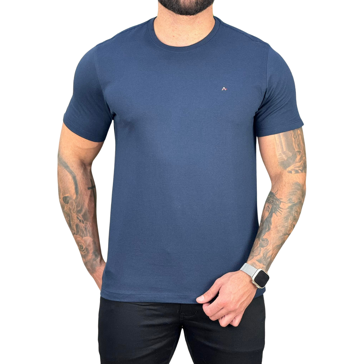 Camiseta Azul Marinho Masculina Malha Regular - Aramis