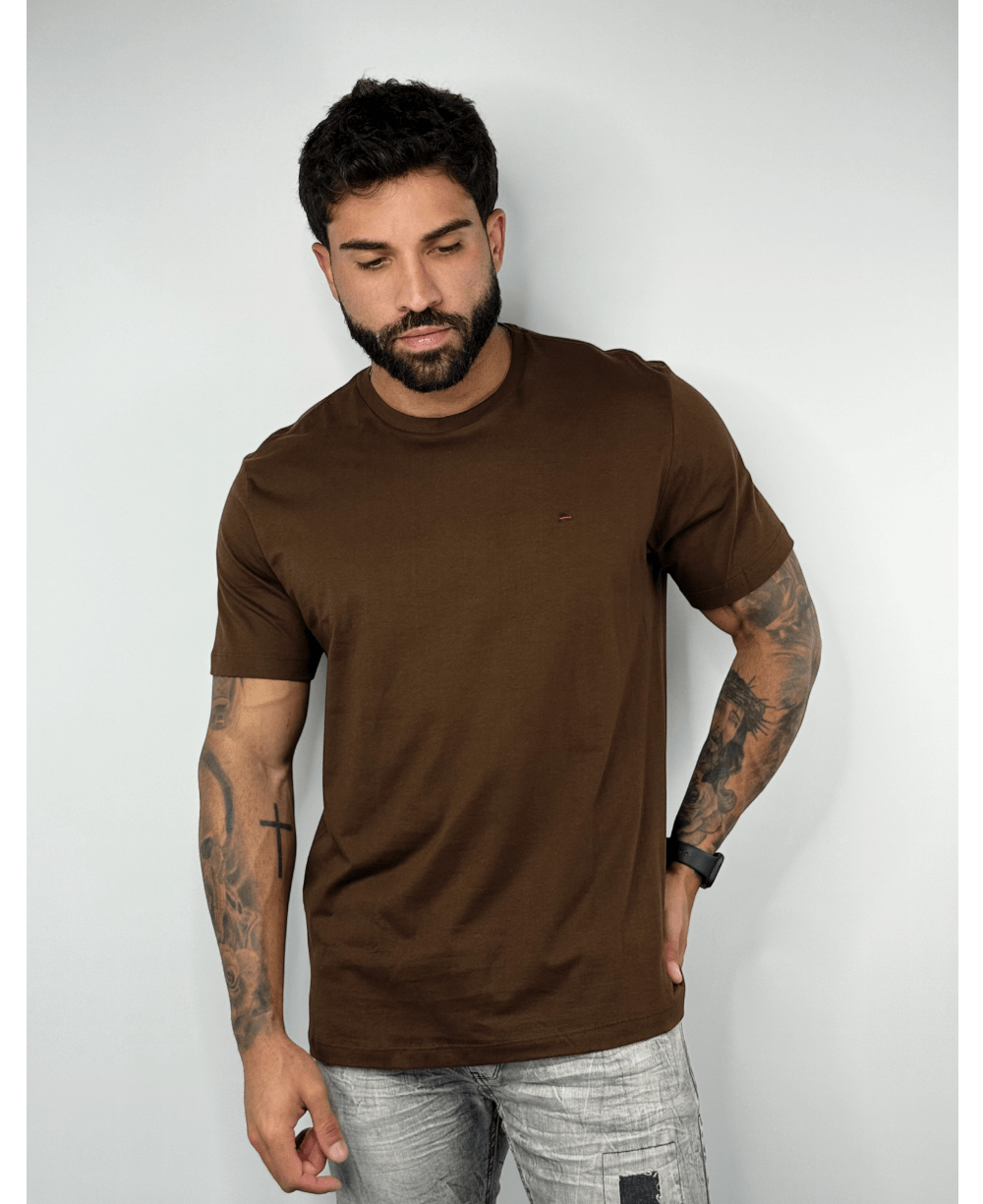 Camiseta Chocolate Masculina Malha Regular - Aramis