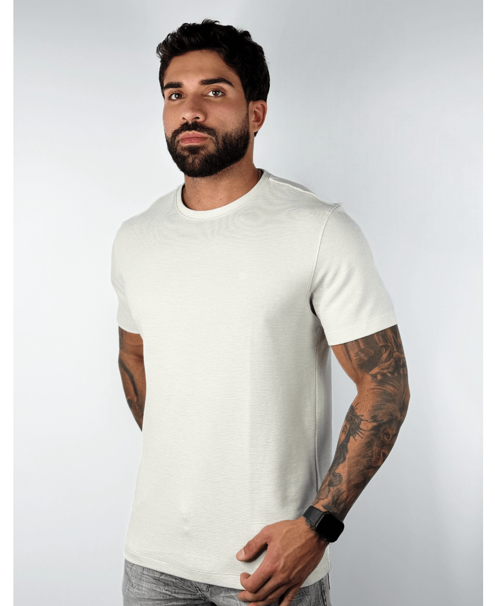 Camiseta Manga Curta Com Textura Ottoman Marfim - Aramis