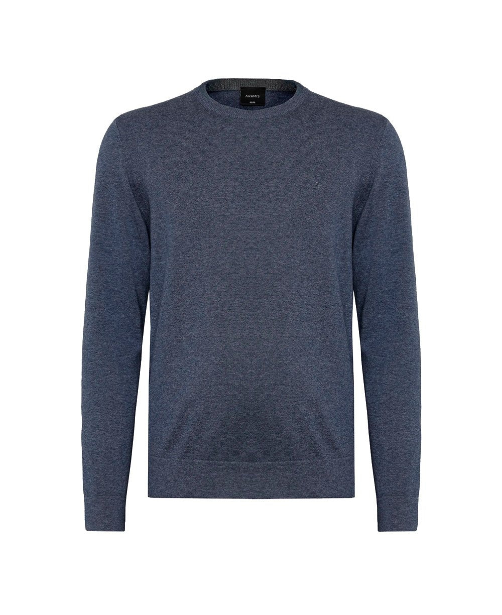 Suéter Azul Mescla Masculina Tricot Manga Longa - Aramis