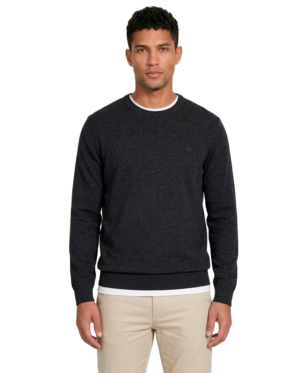 Suéter Preto Mescla Masculina Tricot Manga Longa - Aramis