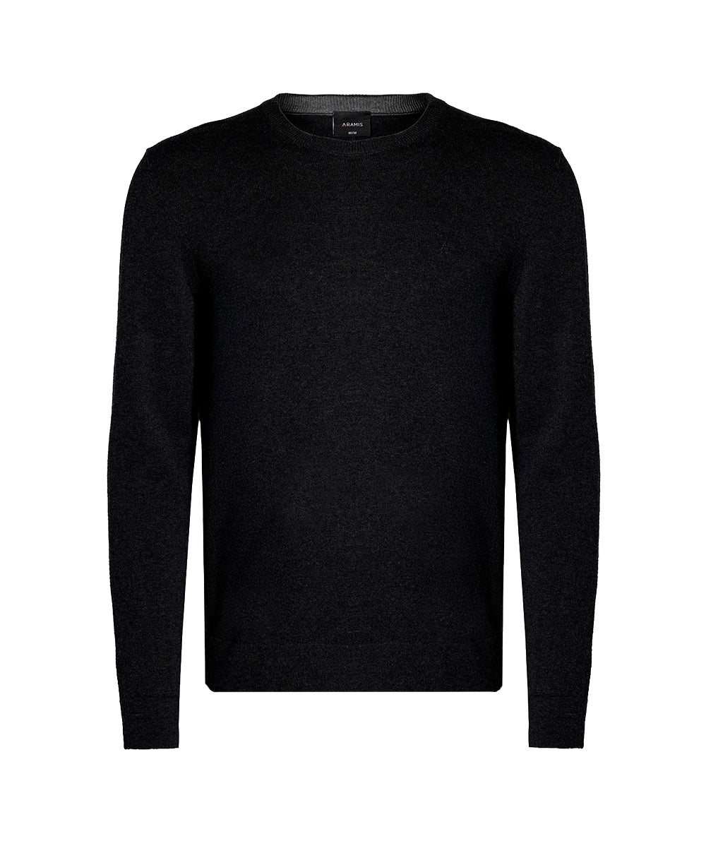 Suéter Preto Mescla Masculina Tricot Manga Longa - Aramis
