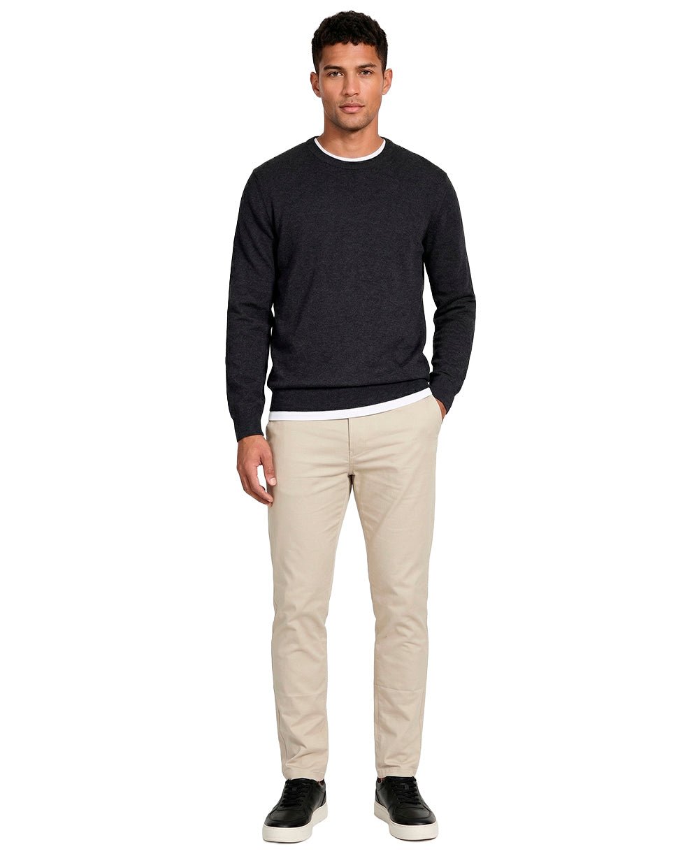 Suéter Preto Mescla Masculina Tricot Manga Longa - Aramis