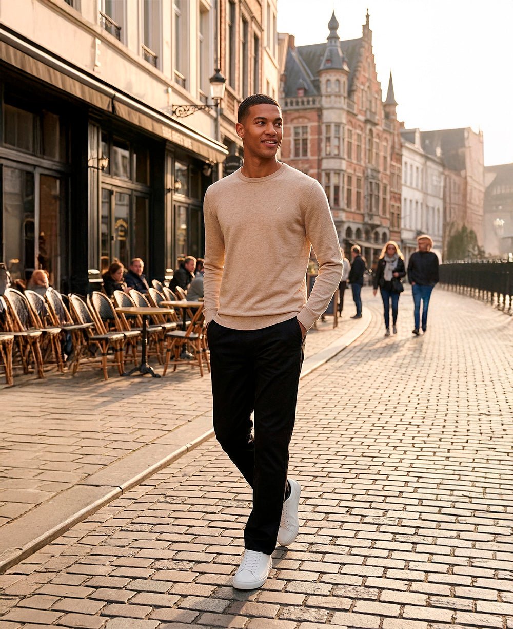 Suéter Caqui Masculina Tricot Manga Longa - Aramis