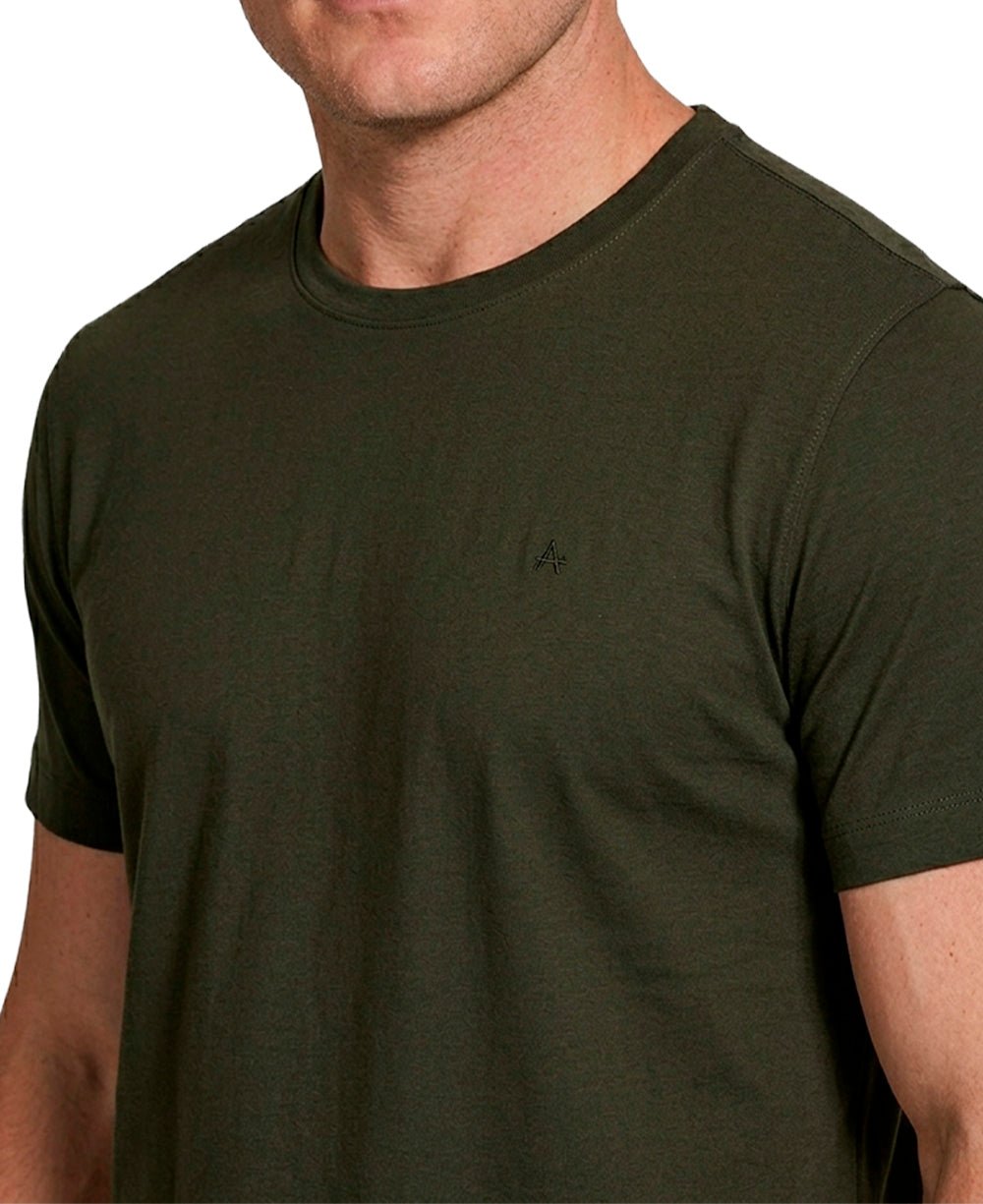 Camiseta Verde Musgo Masculina Algodão Pima - Aramis