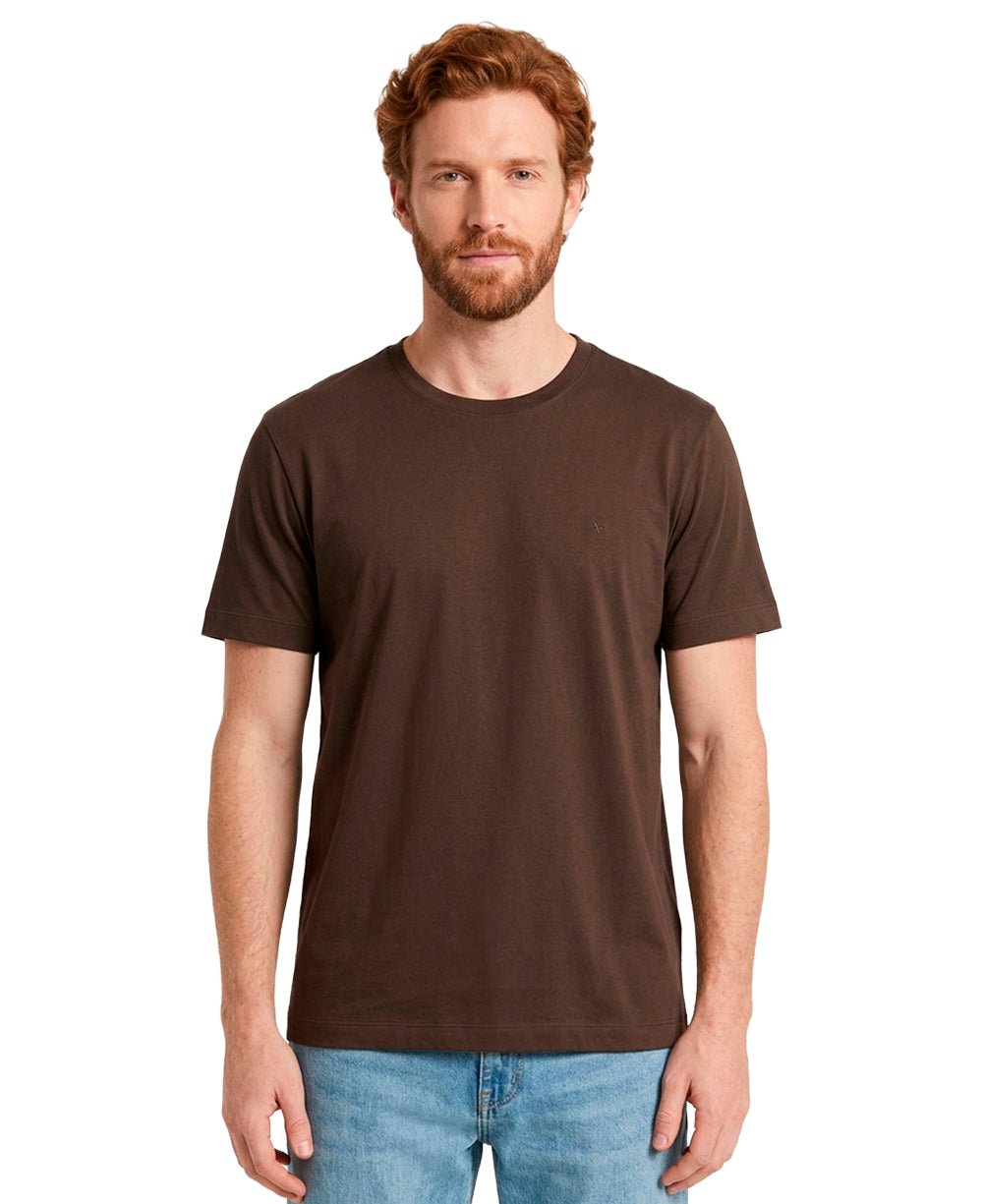 Camiseta Café Masculina Algodão Pima - Aramis