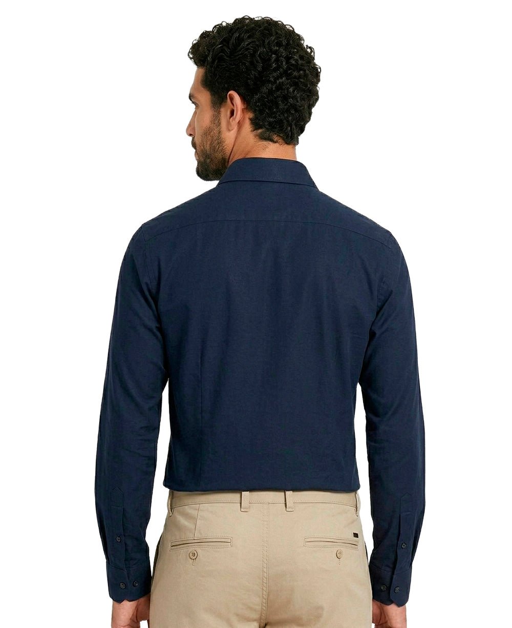 Camisa Social Masculina Azul Marinho Manga Longa Bambu Stretch – Aramis