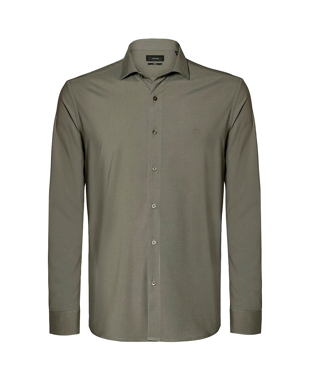 Camisa Social Masculina Verde Militar  Manga Longa Bambu Stretch – Aramis