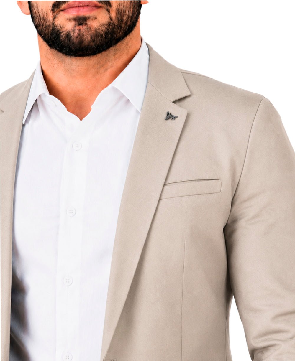 Blazer Areia Masculino Básico Acetinado - Per Pochi