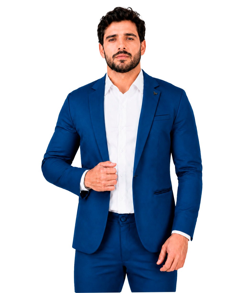 Blazer Azul Marinho Masculino Básico Acetinado - Per Pochi