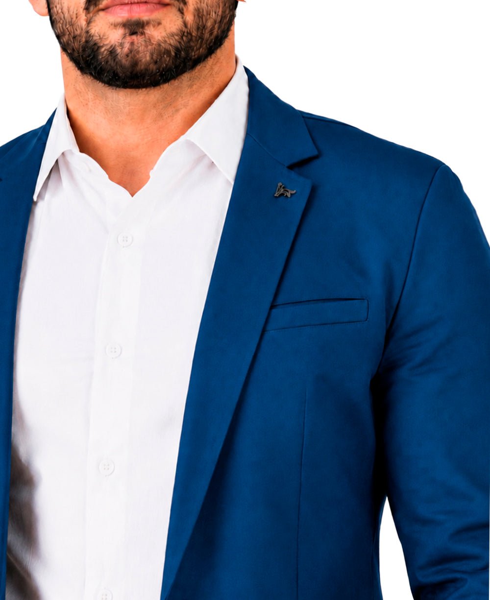 Blazer Azul Marinho Masculino Básico Acetinado - Per Pochi